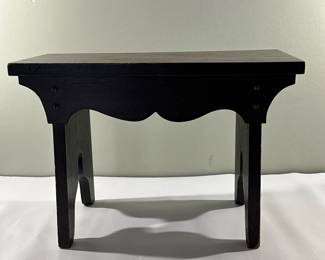 High Footrest/Step-stool | Footrest or step-stool with curved wood detail. - h. 12 x w. 17.5 in


