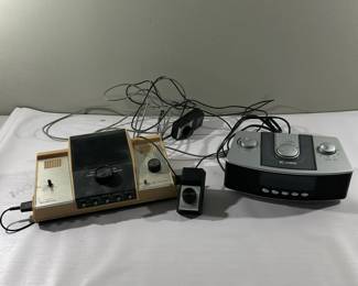 (2pc) Game Console & Alarm Clock | Vintage Magnavox Windsor TV game console with controllers and Curtis AM/FM Alarm Clock Radio.