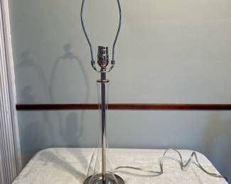 Lucite & Chrome Table Lamp | Vintage lucite and chrome base table lamp. -  h. 27.5 in
