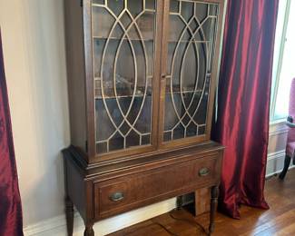 China/Curio Cabinet | Queen Anne style China/curio cabinet featuring glass paned doors and one long drawer. - h. 65.5 x w. 37 x d. 16 in