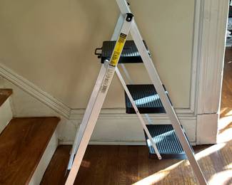 Folding Step Ladder | "Skinny Mini" three step folding step ladder with non-slip tread.