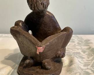 Sculpture - Boy Reading | Vintage (1970's) reproduction by Austin Productions Inc. - h. 7 x w. 5 in