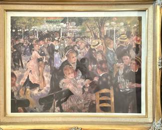 Renoir Print - Moulin de la Galette | Framed reproduction print of "Bal du Moulin de la Galette" by french artist, Pierre-Auguste Renoir, 1876. Printed in Paris, France (Musee d'Orsay) - h. 22 x w. 28.25 in
