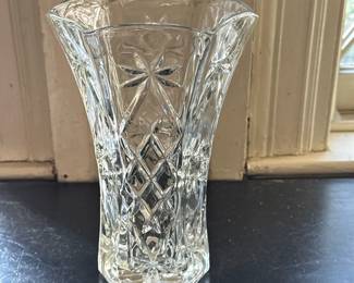 Anchor Hocking Vase | Vintage Early American Prescut (EAPC) pressed glass vase by Anchor Hocking featuring "Star of David" pattern. - h. 10 x w. 7 in

