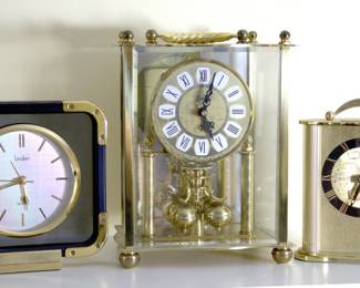 (3pc) Linden Desk & Carriage Clocks | Set of three Linden desk and carriage clocks.