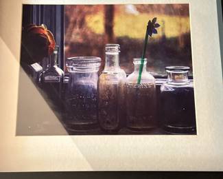 Framed Print - Mason Jars | Framed and matted print of mason jars on a windowsill - h. 13 x w. 14 x d. 1.5 in
