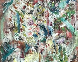 Painting - Abstract Contemporary | Abstract contemporary painting. Not signed by artist. - h. 30 x w. 15.5 in