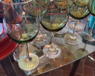 Green Stem Wine Glasses
