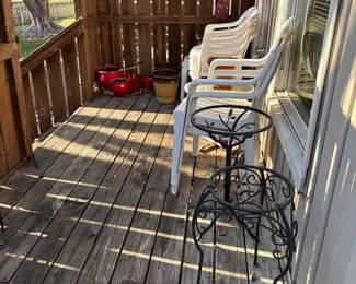 Plastic Chairs.  Patio Small Tables