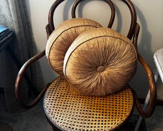 Canned bentwood arm chair