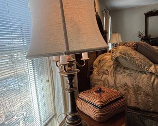 Wonderful Tri Bulb Lamp with Shade.  Nice trinket basket