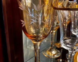 Amber Itched Wine Glasses
