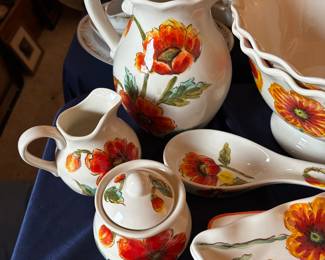 Beautiful China to choose from i.e. Homer Laughlin, Water Poppy and Land Poppy,Noritake, Martha Stewart Wedgewood,