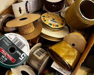 Craft area featuring ribbons of all sizes