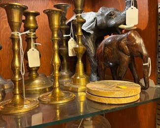 Nice Brass Candle stick holders and look at our wonderful elephants