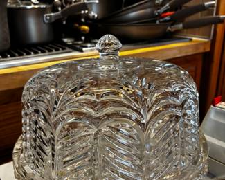 Beautiful cake plate.  Turn plate part over and becomes a veggie and dip plate with cover