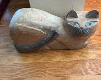 Charming wood cat door stop.