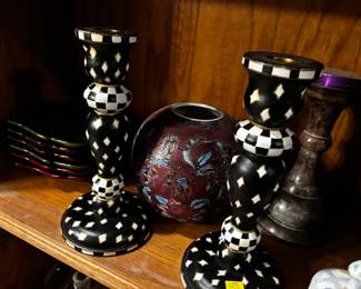 art deco candlesticks - black and white