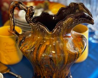 Glazed Slag Pottery Pitcher