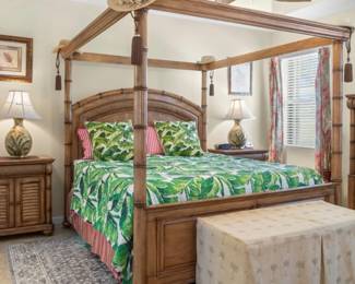 Cindy Crawford Key West Pine King canopy bed set Tobacco