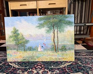 Oil Painting Girls with Red balloons