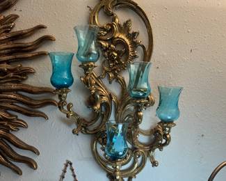  2 Syroco Gold Resin Five Point Sconce