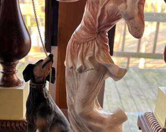 Woman & Dog Art Sculpture