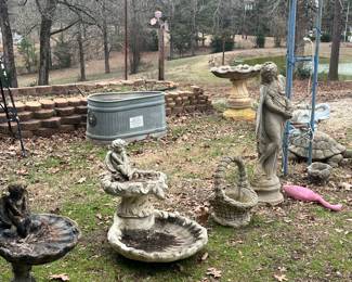 More Cement Planters, Bird Baths & Fountains