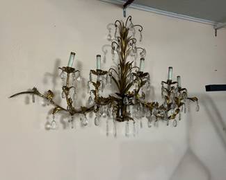 Gold Guild w/Chrystal Prism wall Chandelier- needs to be rewired 