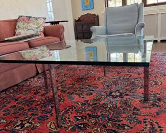 Mid-Century Chrome and Glass Coffee Table. Measures 40" x 40" x 17" H. Photo 1 of 3.