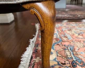 Queen-Anne Style Wing Back Chair with Tufted Down-Filled Cushion on Pad Feet. Fabric: Kravet Smart High Performance. In EXCELLENT SHAPE! Measures 28" W x 30" D. Photo 5 of 5.