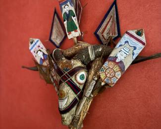 Mixed Media Sculpture with Skull. Measures 24" x 24." Photo 2 of 2.