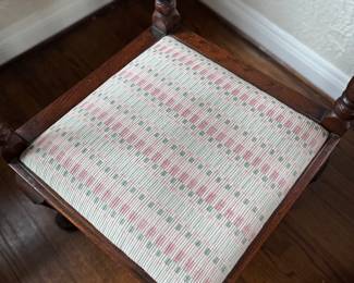 Antique English Corner Chair with Scrolled Arms On Tapered Legs with Pad Feet. Measures 30" W x 25" D with 18" Seat Height. Photo 5 of 5.