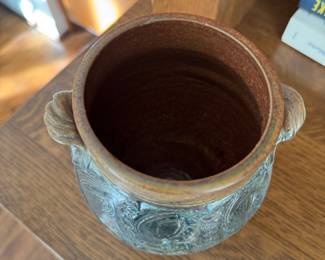 Glazed Earthenware Lidded Urn. Studio Pottery Signed by Artist, Wyatt Lane. Photo 2 of 3.