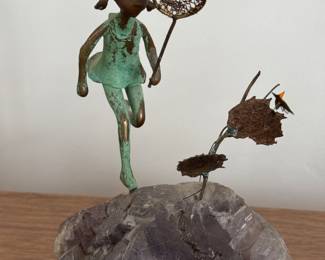 Copper Sculpt Mounted on Amethyst. Malcolm Moran.