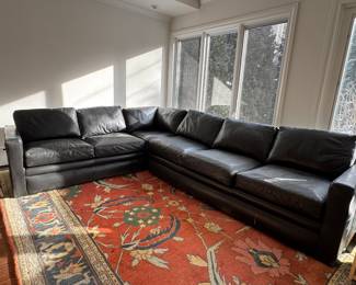 Leather Sectional Sofa. Does Show Some Signs Of Wear. Measures 116" x 87" x 34" D.