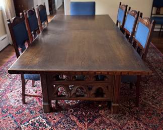 Italian Renaissance Farm House Extension Dining Table with Self Storing Leaves. As Shown, Table Measures 44" W x 90" L. Photo 2 of 6.