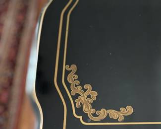 Late 20th Century Drexel Heritage "Et Cetera" Lacquered Chinoiserie Three Drawer Chest. Measures 38.5" W x 19" D x 31" H. Photo 4 of 5.