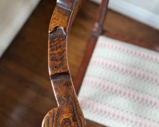 Antique English Corner Chair with Scrolled Arms On Tapered Legs with Pad Feet. Measures 30" W x 25" D with 18" Seat Height. Photo 3 of 5.