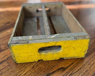 1960s Yellow Coca Cola Wood Soda Bottle Crate. Photo 2 of 3.