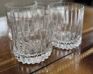 Set of 4 Cut Crystal Double Old Fashioned Glasses.