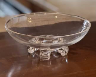 Steuben Signed Low-Footed Crystal Bowl. Photo 1 of 2.