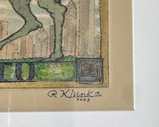 R Klunk. "City in a Garden," Lithograph, Artists Proof. Signed by Artist Robert Klunk. Photo 3 of 4.