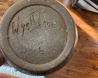 Wyatt Lane. Glazed Earthenware Lidded Urn. Studio Pottery Signed by Artist, Wyatt Lane. Photo 3 of 3.