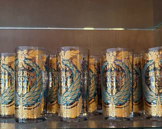 Set of 8 Mid-Century "Cheers to You," 24K Gold High Ball Glasses. Photo 1 of 2.