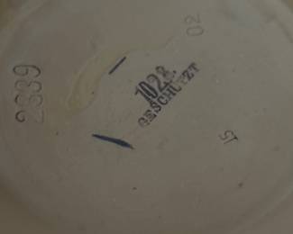 Covered Tureen Marked "Geschutzt 2339" And "1028". Polychrome Transfer Decoration Of Elves Producing Wine For Bacchus. Measures 17" W x 16" H. Photo 5 of 5.