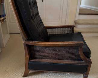 Relax-A-Vision Reclining Chair with Leather Upholstery And Cane Side Panels by Futorian Manufacturing Company. Photo 2 of 3.