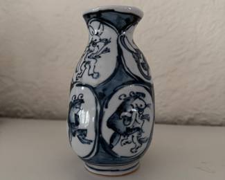Blue and White Japanese Vase. Photo 1 of 3.