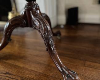 George II Style Scalloped Edged Tripod Tilt Top Table On Birdcage Center with Ball and Claw Feet. Measures 23" D x 28.5" H. Photo 5 of 6.