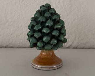 Small Italian Ceramic Glazed Pinecone Finial. Photo 1 of 2.